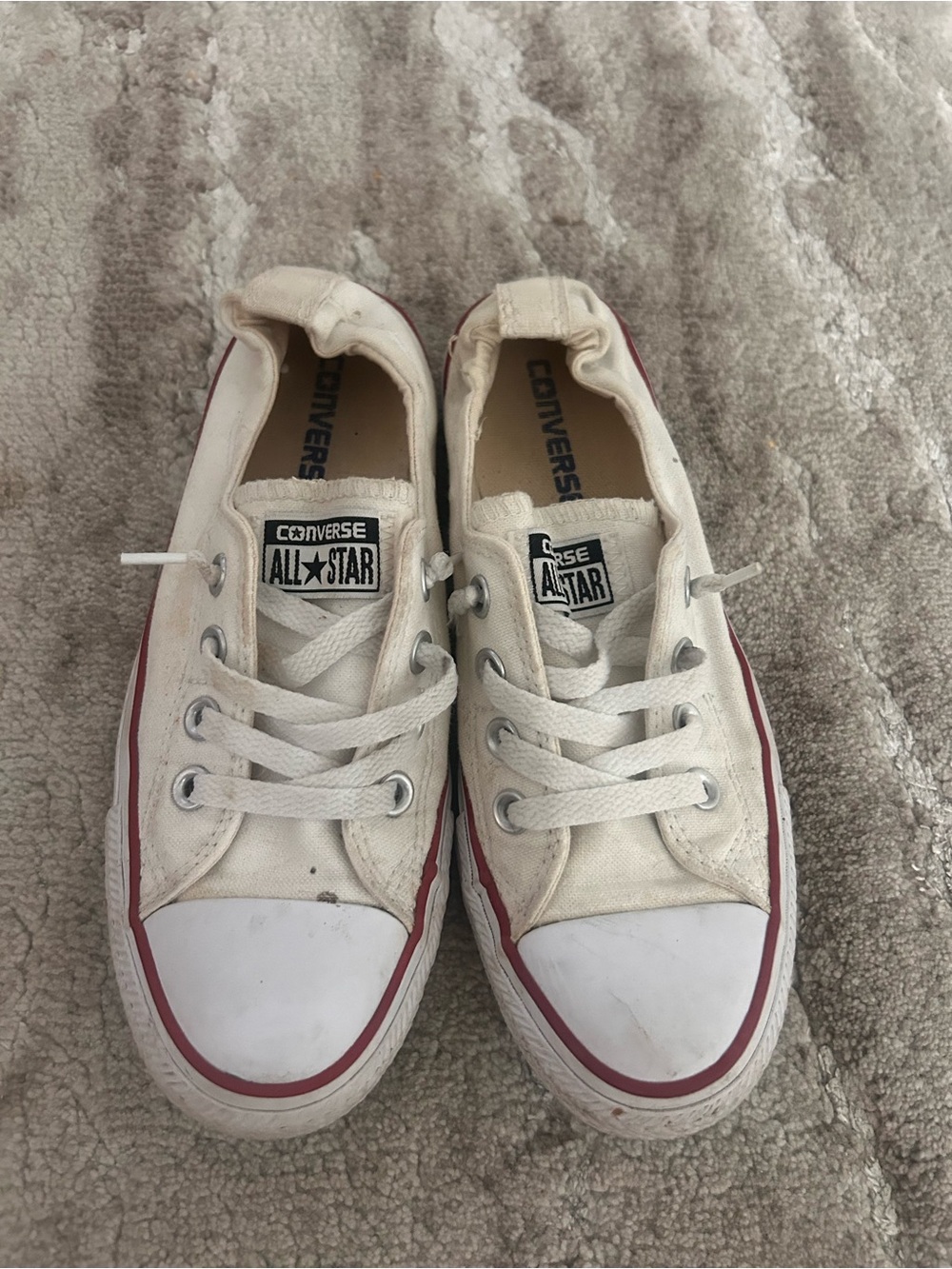 Converse All Star Low Top Sneakers in Off-White with Red Trim